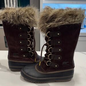 Sorel Women's Dark Brown Winter Boots with Faux Fur 10